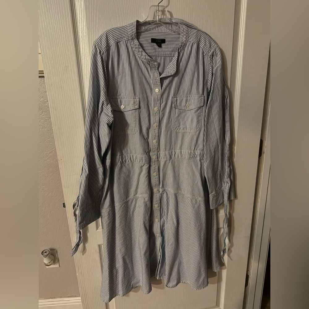 J. Crew Blue and White Striped Shirt - Picture 3 of 5
